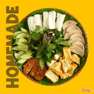 Bún đậu chả cốm, thịt luộc
