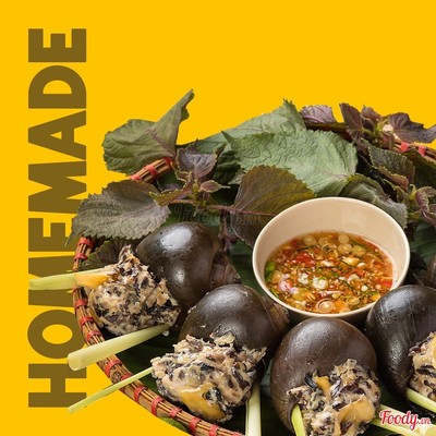 Ốc nhồi thịt hấp lá gừng