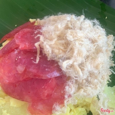 Xôi trắng + Ruốc (chà bông) + Lạp xưởng
