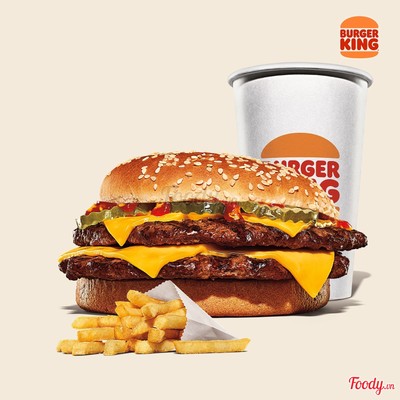 Combo Burger 2 Miếng Bò Nướng Phô Mai