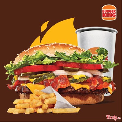 Combo Whopper Bò Nướng Phô Mai Thịt Xông Khói Xốt BBQ Cỡ Lớn
