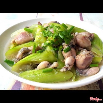 Ếch xào mướp cơm + canh