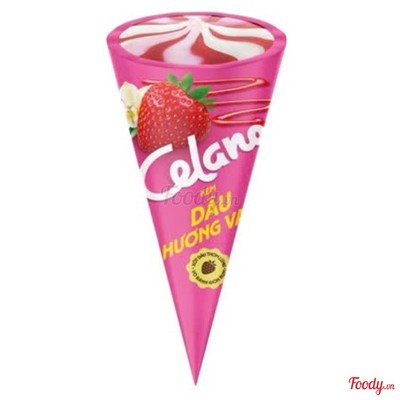 Kem ốc quế Celano dâu vani 66g