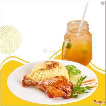 Combo cơm gà nướng - trà đào tắc