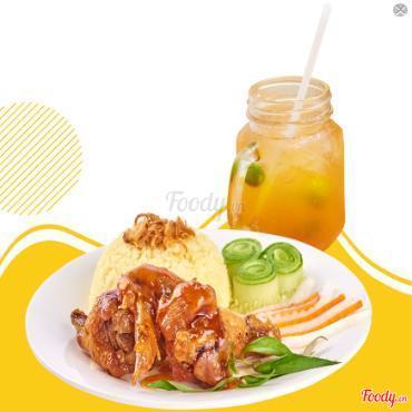 Combo cơm cánh gà chiên mắm - trà đào tắc