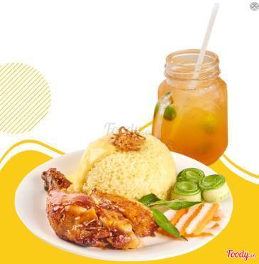 Combo cơm gà chiên - trà đào tắc