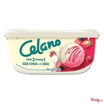Kem hộp Celano 2 trong 1 sữa chua & dâu 800ML