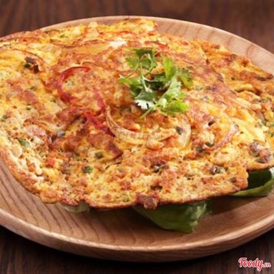 Trứng chiên thịt + cơm + canh