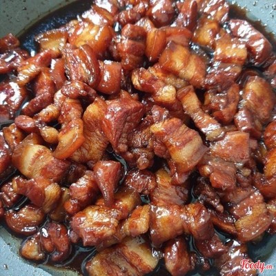 Ba rọi kho + cơm + canh
