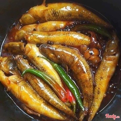 Cá bóng kho + cơm + canh