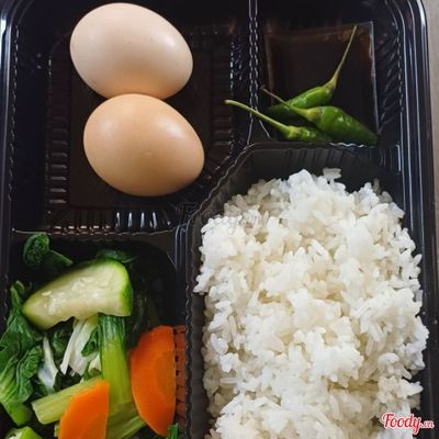 Cơm Trứng Gà Luộc+Rau Luộc