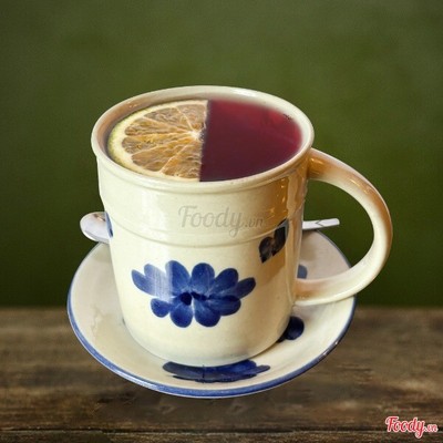 ATISÔ HỒNG MƠ (NÓNG) - Hibiscus with Jasmine tea Fresh Orange (Hot)