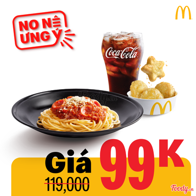 Phần Ăn Mì Ý Kèm Gà Viên và Nước cỡ Lớn