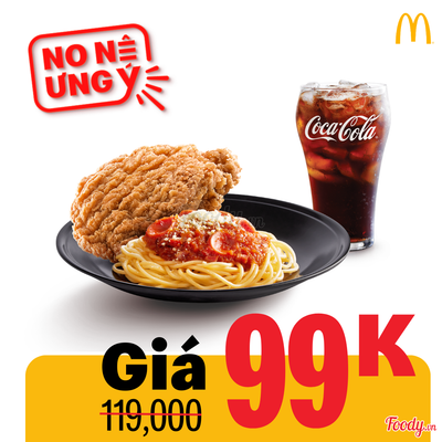 Phần Ăn Mì Ý Kèm Gà Rán và Nước cỡ Lớn