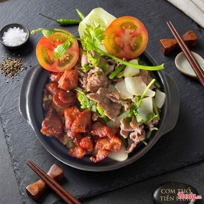 Thố bò + xá xíu