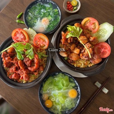 Xá Xíu+ Gà Xào + Canh Cải + Canh Khổ Qua