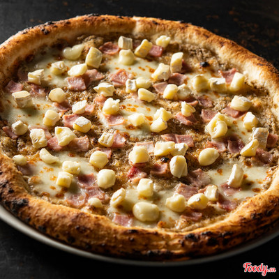 (H) Pizza Phô mai Camembert nhà làm và xốt nấm thịt nguội