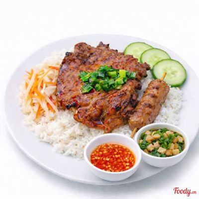 Cơm Tấm Sườn Nướng + Nem Nướng