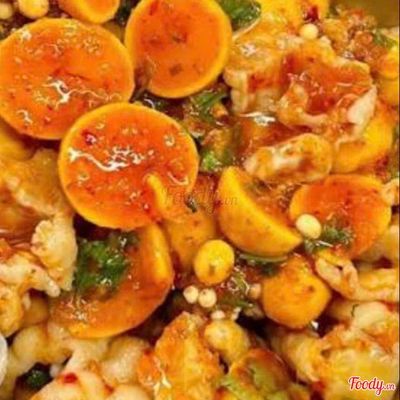 Mực Mix Chân Gà, Trứng Non Sốt Thái