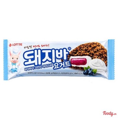 Kem sữa chua việt quất giòn ít đường Lotte Crispy Crunch Yogurt Low Sugar 70ml