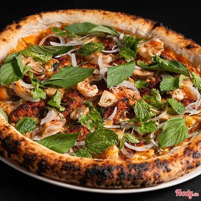 Thai Tom Yum Pizza With Seafood And House-made Mozzarella