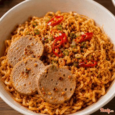 Mì Tô Trộn Khô Chua Cay + 1 Bò Viên
