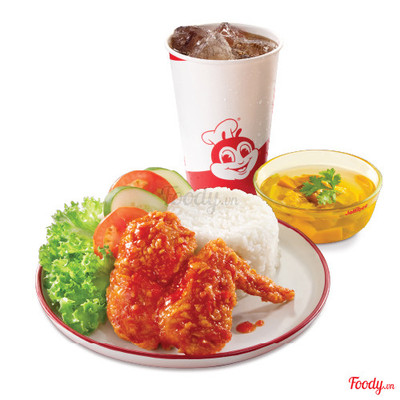 1 Cơm gà sốt cay + 1 Súp bí đỏ + 1 Nước ngọt lớn