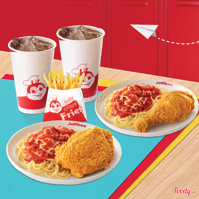 2 Gà Giòn Vui Vẻ + 2 Mỳ Ý Jolly vừa + 1 Khoai Tây Chiên vừa + 2 Nước Ngọt vừa