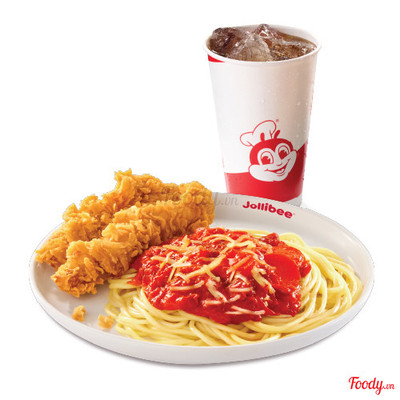 1 Mì Ý Jolly vừa +  2 Gà Giòn Vui Vẻ không xương +  1 Nước ngọt lớn