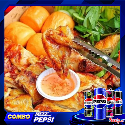 Combo 1 Con Gà Nướng Sốt Bản Đôn + 5 Bánh Bao Sữa Chiên + Pepsi