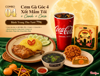 CB04 - Cơm Gà Góc 4 Xốt Mắm Tỏi & Canh & Coca