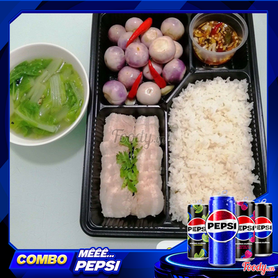 Cơm Thịt Luộc Cà Pháo+mắm tôm + Pepsi
