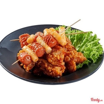 Bánh gạo xúc xích & Gà sốt mật ong
