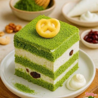 Bánh kem trà xanh đậu đỏ miếng nhỏ (Macha Slice )- 1 cái