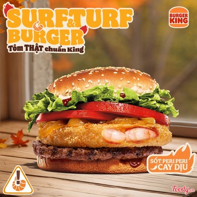 Burger Bò Nướng Tôm Giòn cỡ lớn