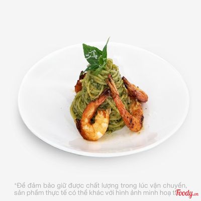 Spaghetti Smoked Shrimp Pesto (Mì)