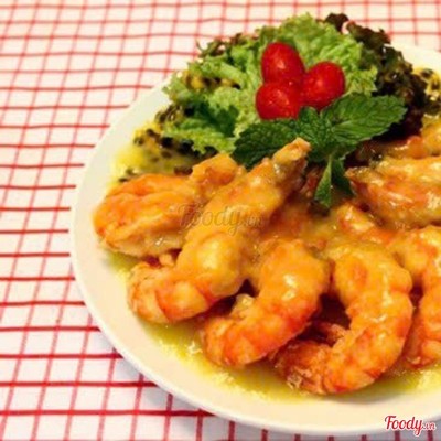 Ca Mau tiger prawns with French butter sauce/ Tôm sú Cà Mau sốt bơ Pháp