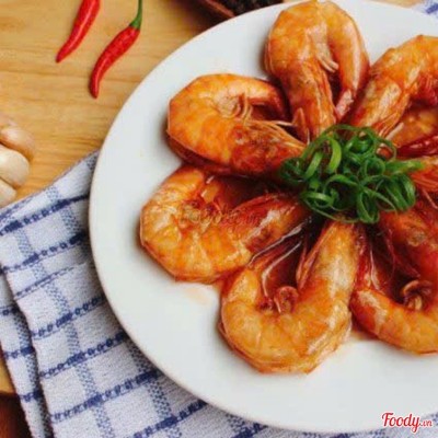 Steamed whiteleg shrimp with coconut milk/ Tôm thẻ hấp dừa