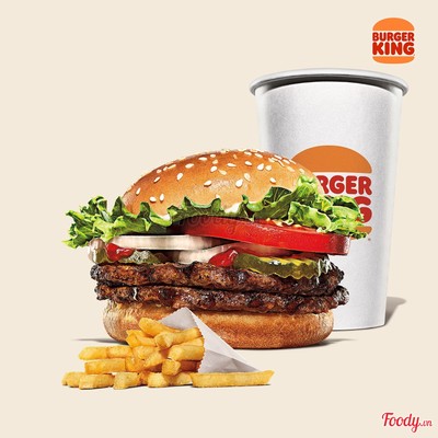 Combo Burger 2 miếng bò nướng lửa hồng