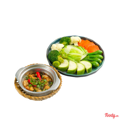 Kho quẹt rau luộc