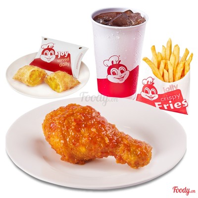 1 Miếng gà sốt cay + 1 Khoai tây chiên vừa + 1 Bánh xoài đào