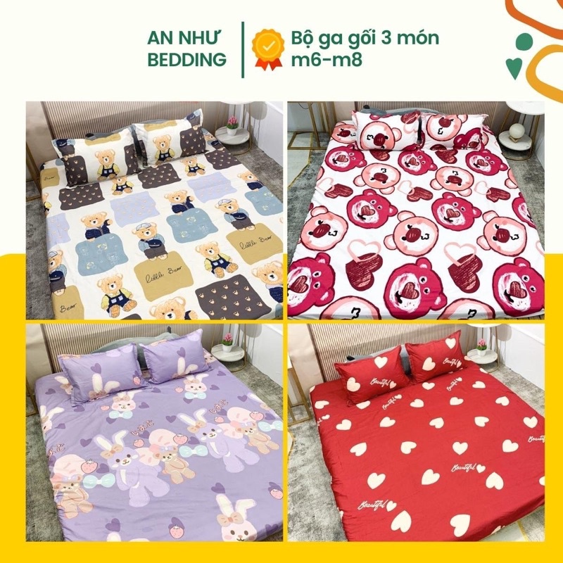 Bộ ga giường 💖m6/m8💖 drap giường poly, ga trải giường + 2 vỏ gối nằm đơn giản An Như Bedding