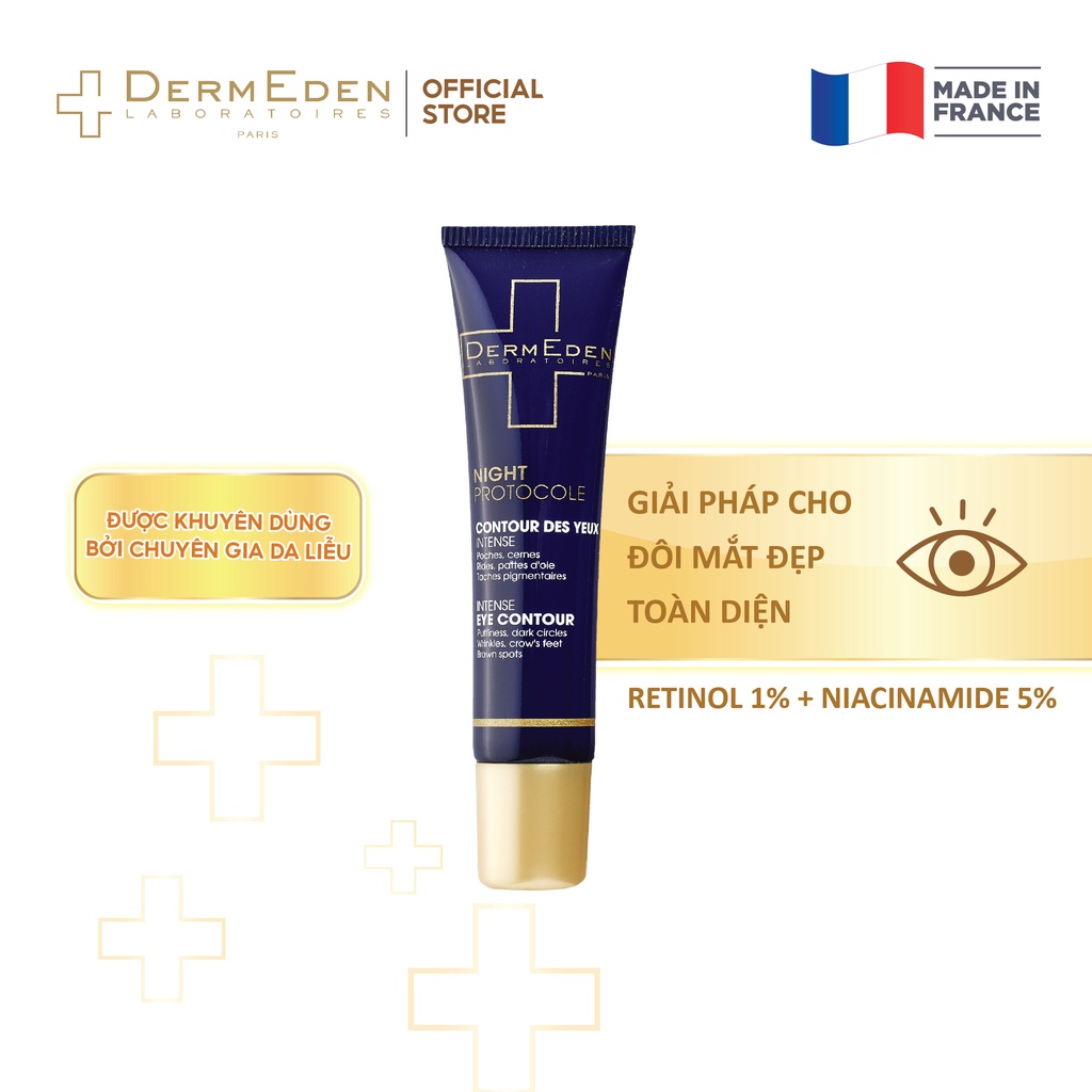 Kem mắt làm mờ quầng thâm nếp nhăn bọng mắt tàn nhang DERMEDEN Eye Contour Retinol 1% + Niacinamide 5%