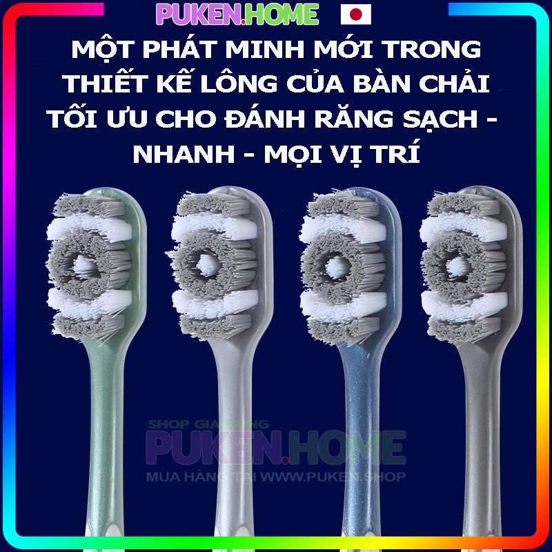 Bàn chải đánh răng LỐC XOÁY kháng khuẩn, đánh răng siêu sạch, lông mềm và trung bình