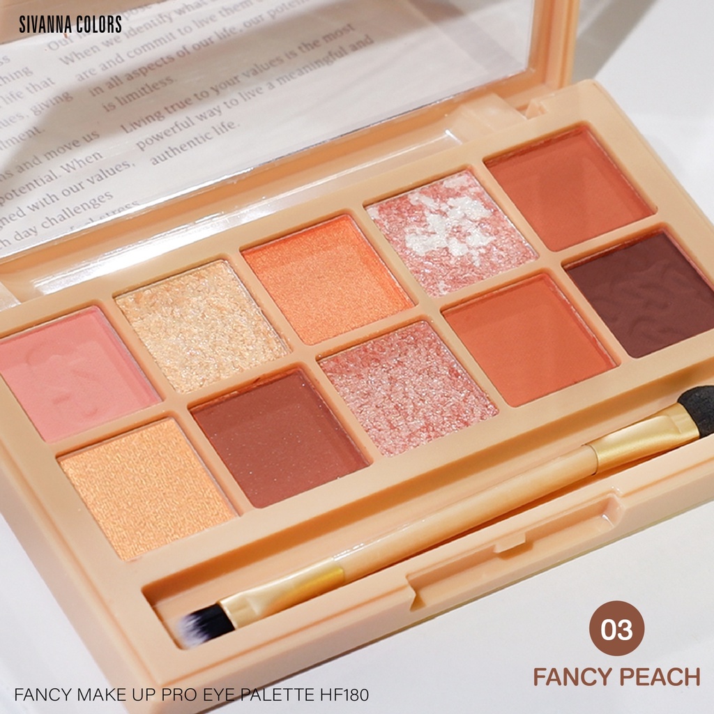 [Thái Lan- Kèm Cọ] Phấn Mắt Sivanna 10 Ô Fancy Peach Pro Eye HF180