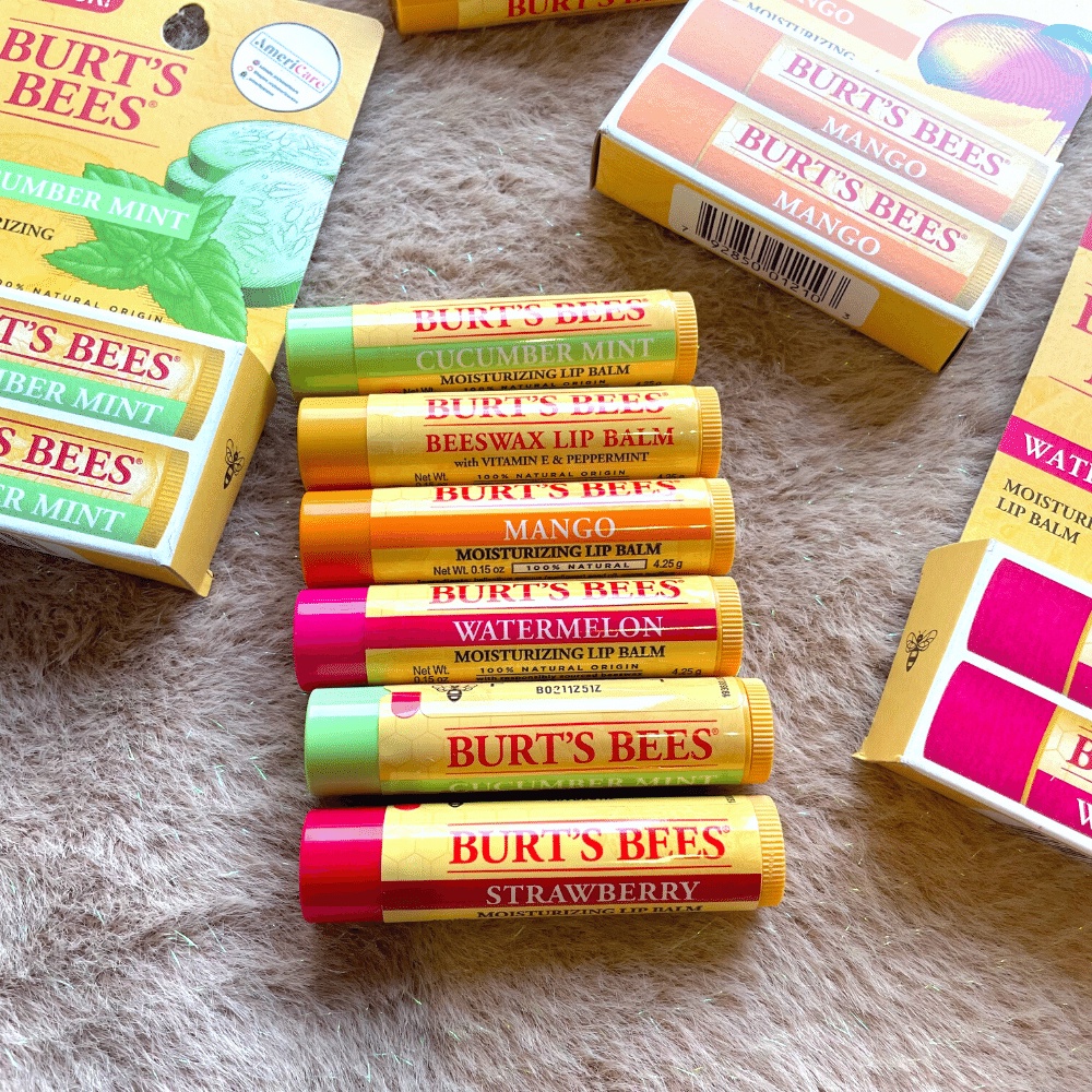 Son Dưỡng Môi Burt’s Bees Moisturizing Lip Balm dưỡng môi, son dưỡng không màu Burt Bee – Đủ Mùi- Bill Mỹ, AmeriCare