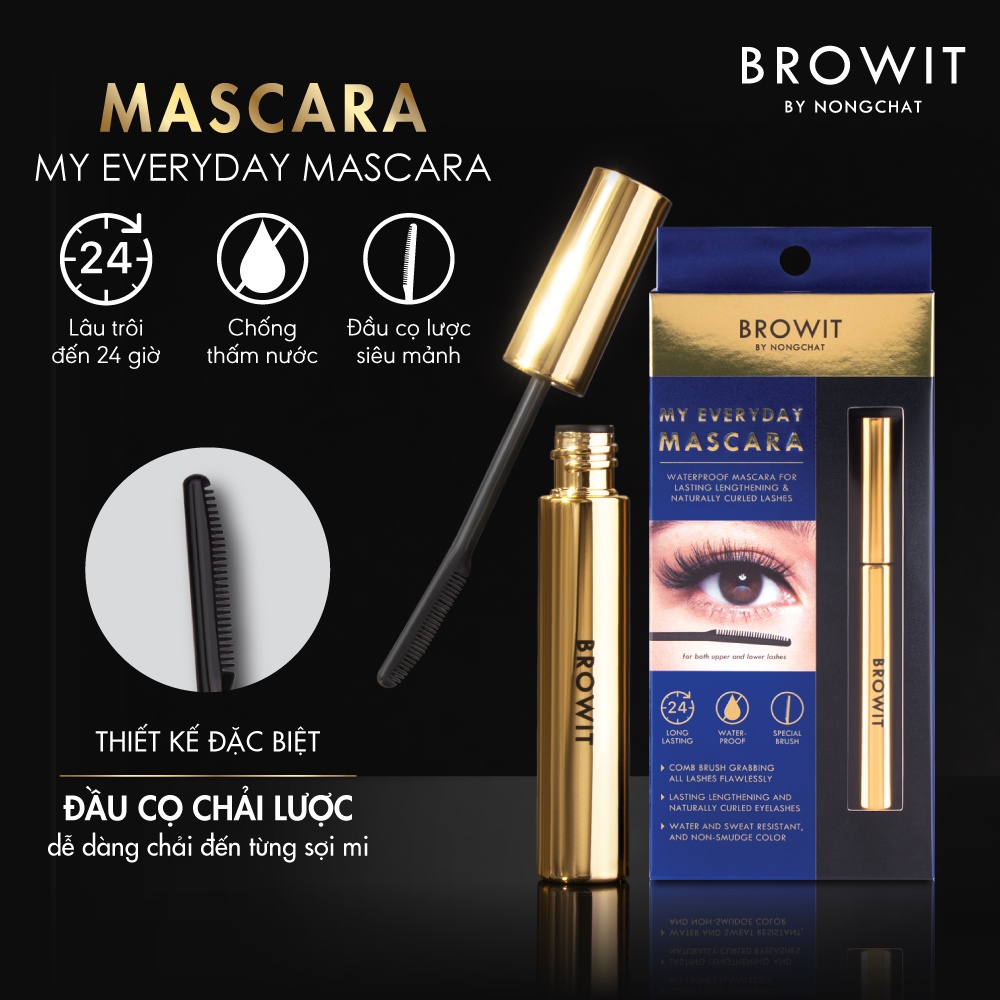 Combo Trang Điểm Mascara Nongchat 5.5g và Nước Tẩy Trang Browit Professional Clean Eye & Lip Remover