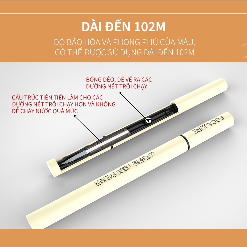 Bút kẻ mắt nước FOCALLURE dạng lỏng, chống thấm nước, nhanh khô 0.6g FA-200