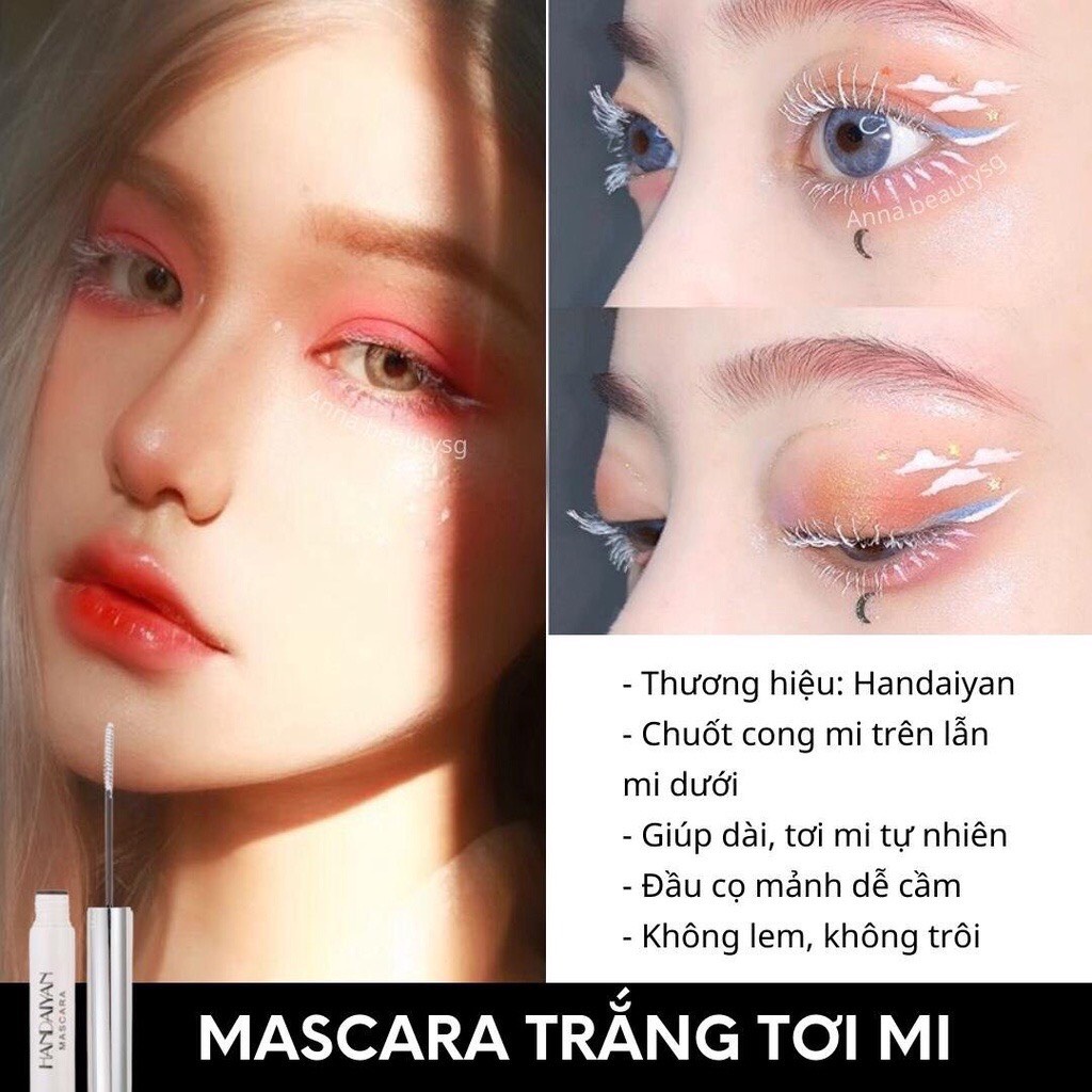 Mascara màu trắng không thấm nước nhanh khô, chuốt mi dễ dàng thời trang