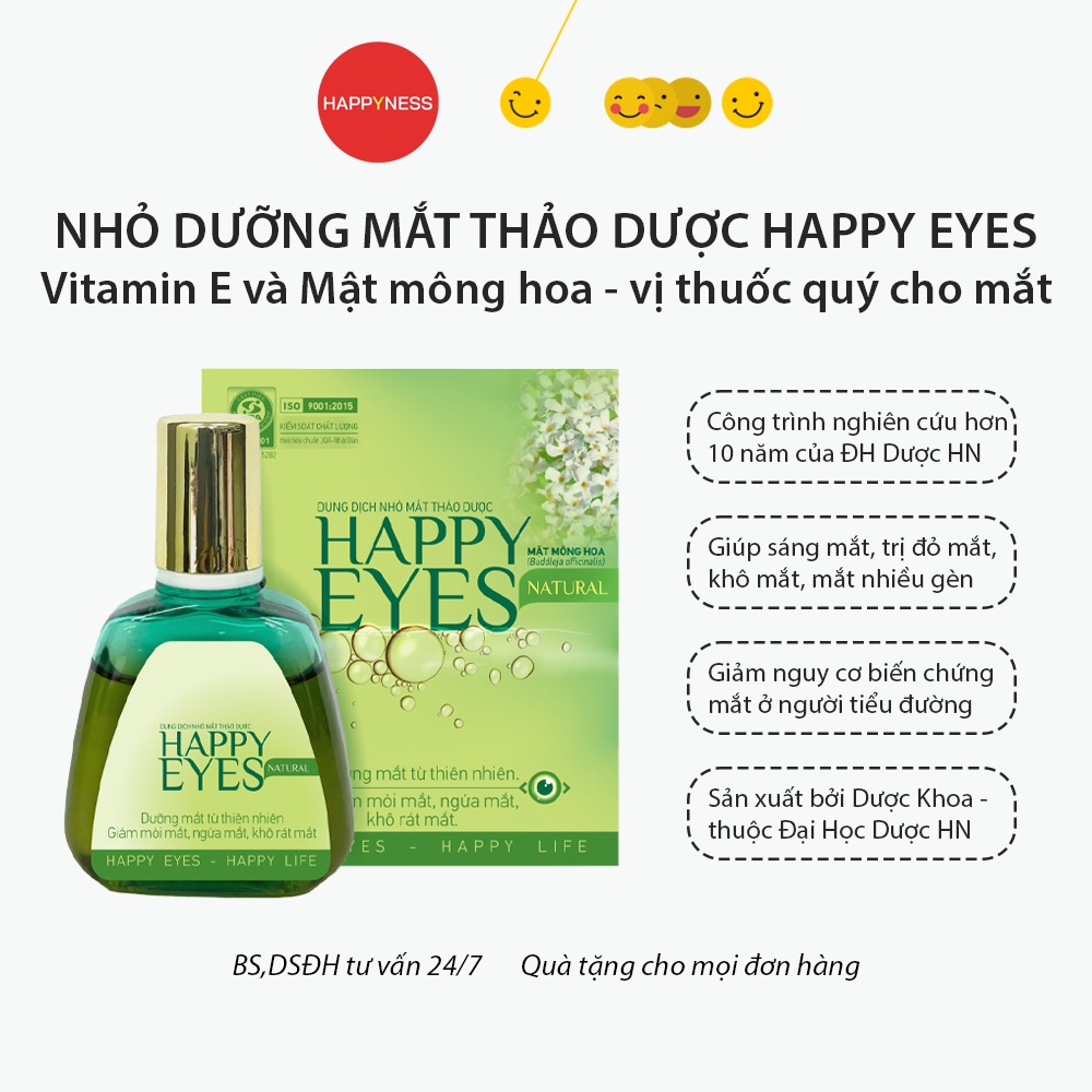 Nhỏ mắt thảo dược dưỡng mắt Happy Eyes Dược Khoa – Lọ 15ml